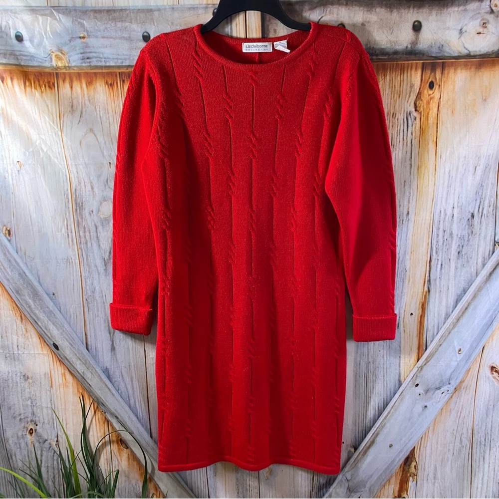 Vintage Liz Claiborne Red Medium Sweater Dress